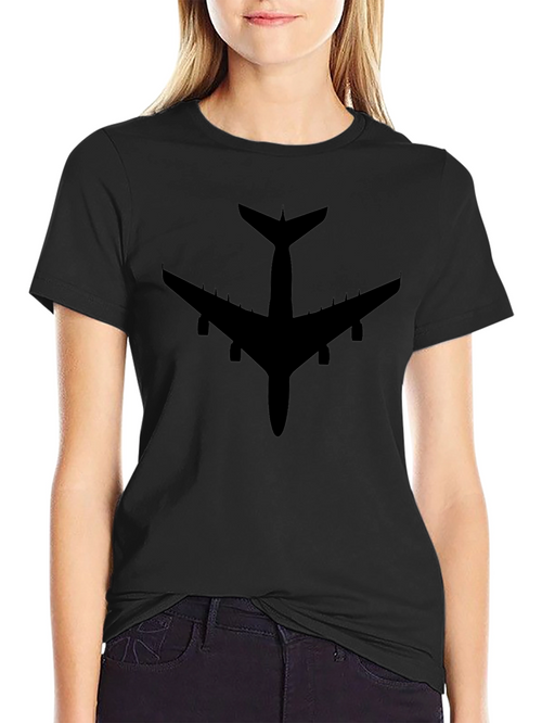 Airplane Silhouette Black T-Shirt