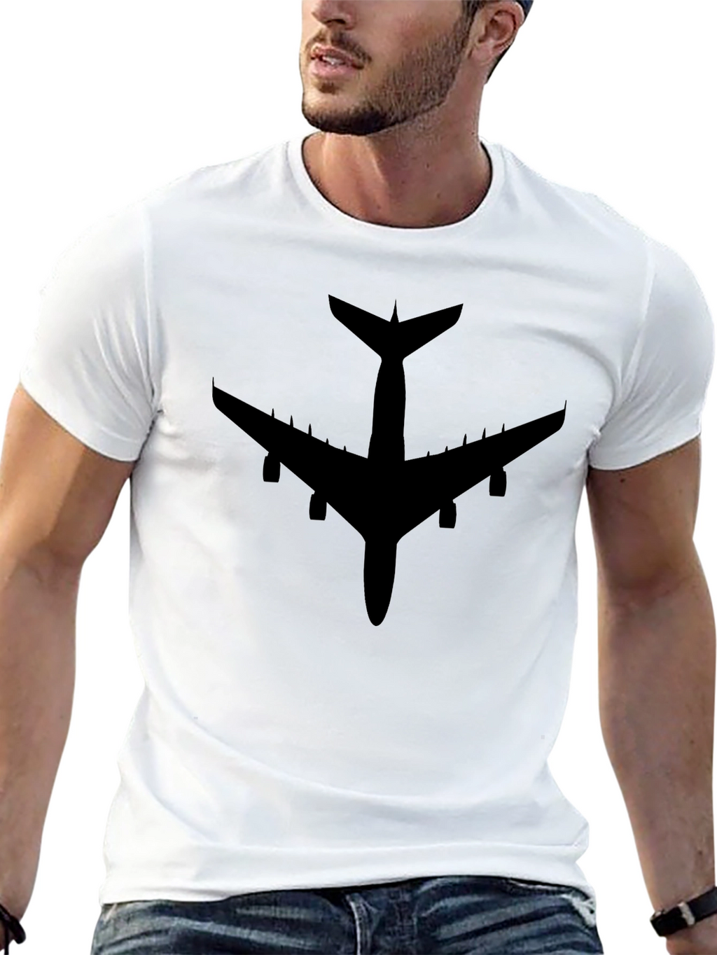 Airplane Silhouette Black T-Shirt