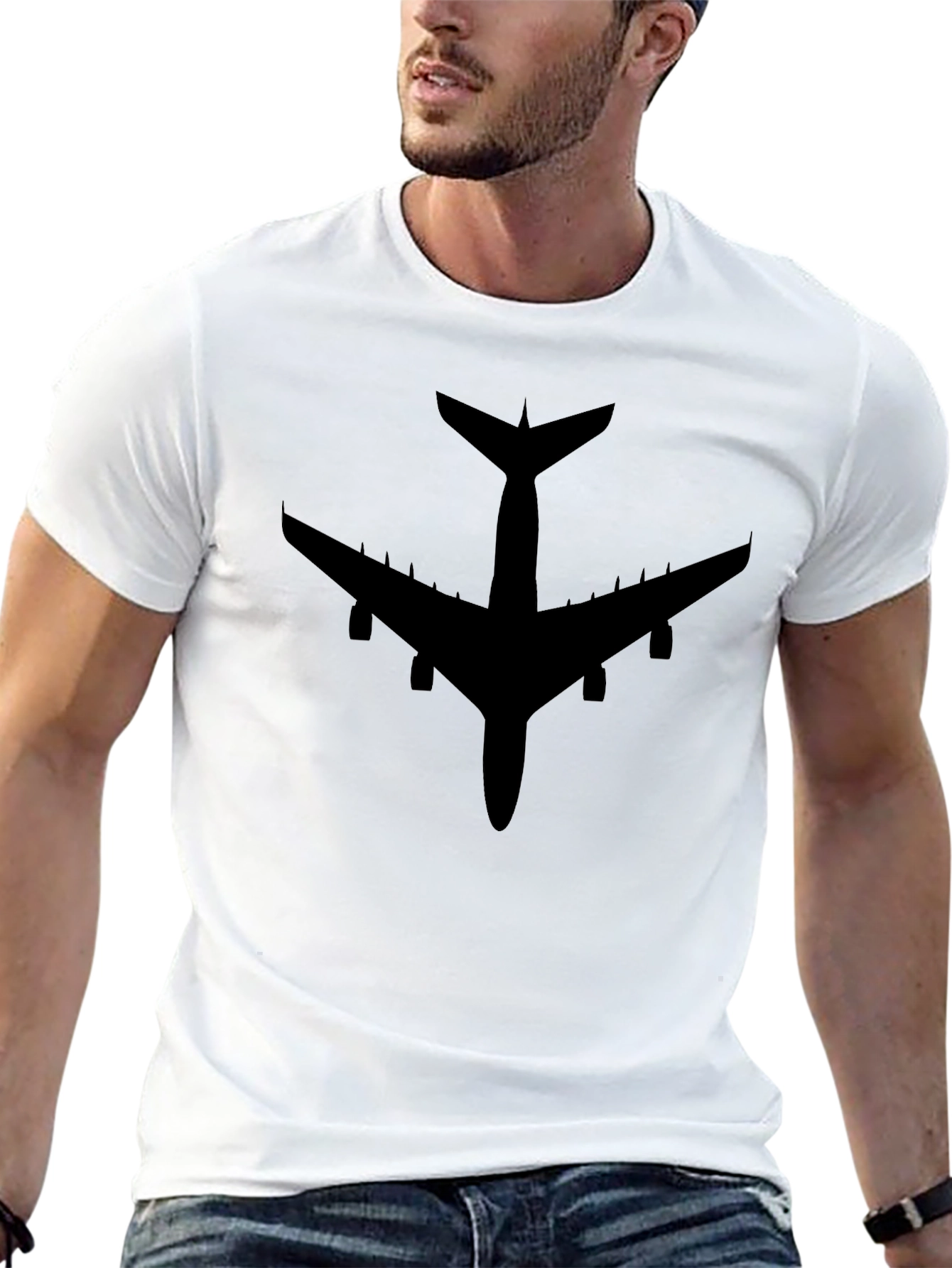 Airplane Silhouette Black T-Shirt