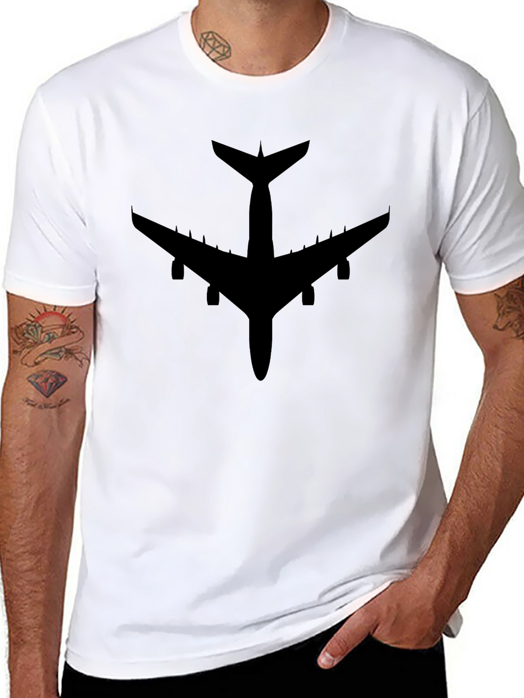 Airplane Silhouette Black T-Shirt