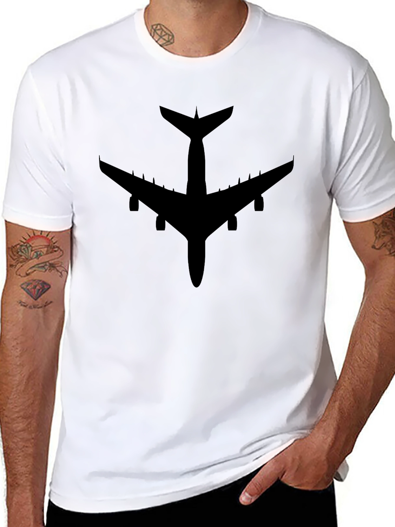 Airplane Silhouette Black T-Shirt