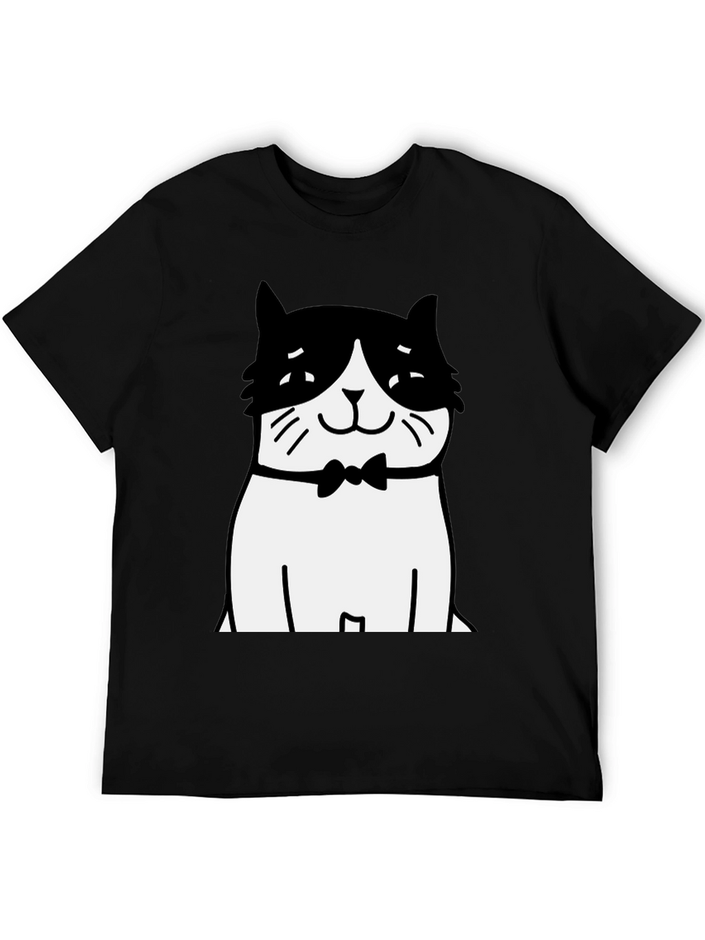 Cat Bowtie T-Shirt - Black Graphic Tee