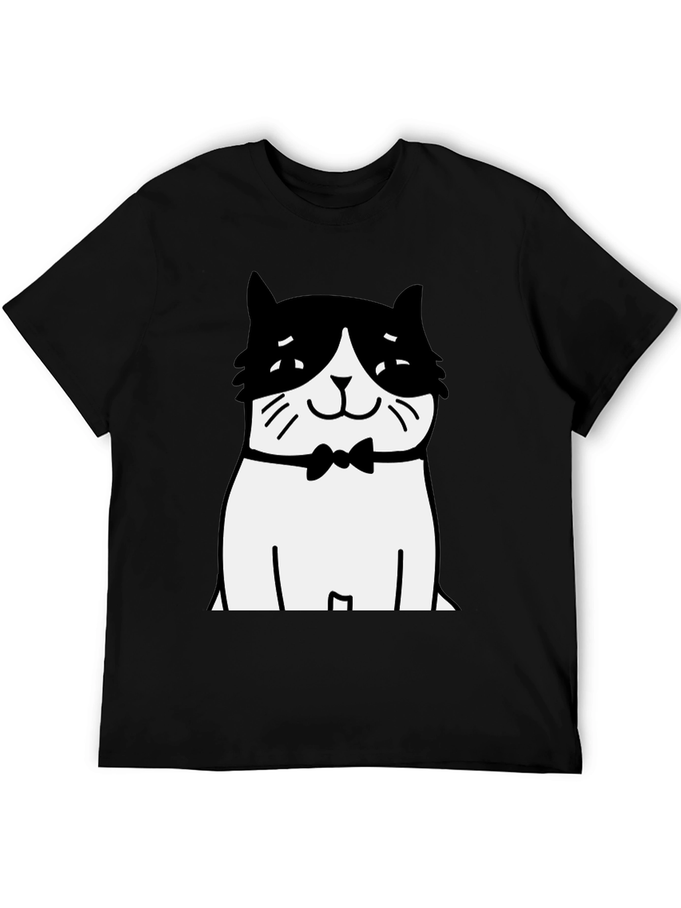 Cat Bowtie T-Shirt - Black Graphic Tee