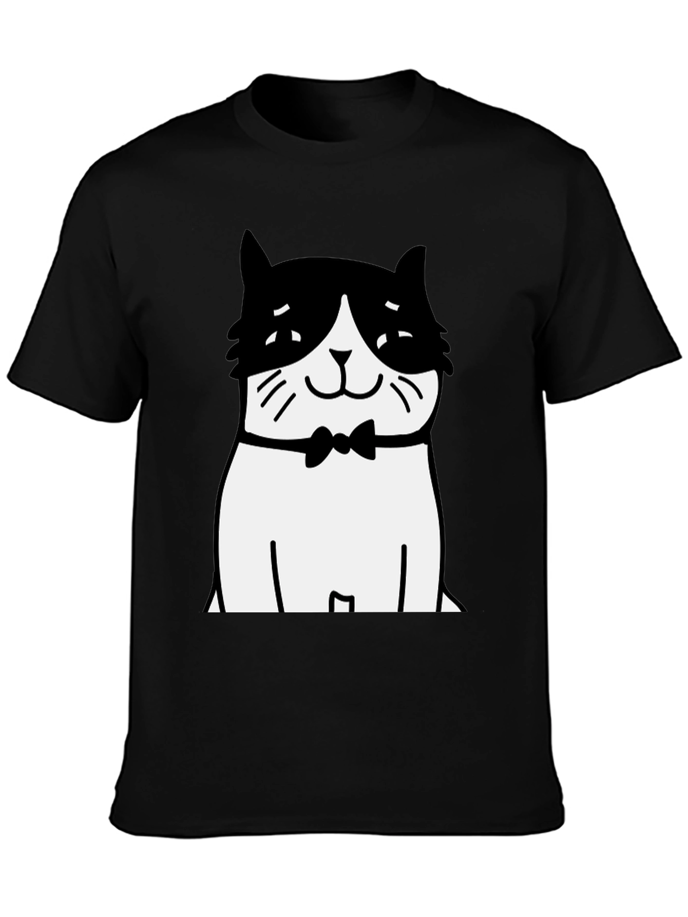 Cat Bowtie T-Shirt - Black Graphic Tee