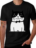Cat Bowtie T-Shirt - Black Graphic Tee