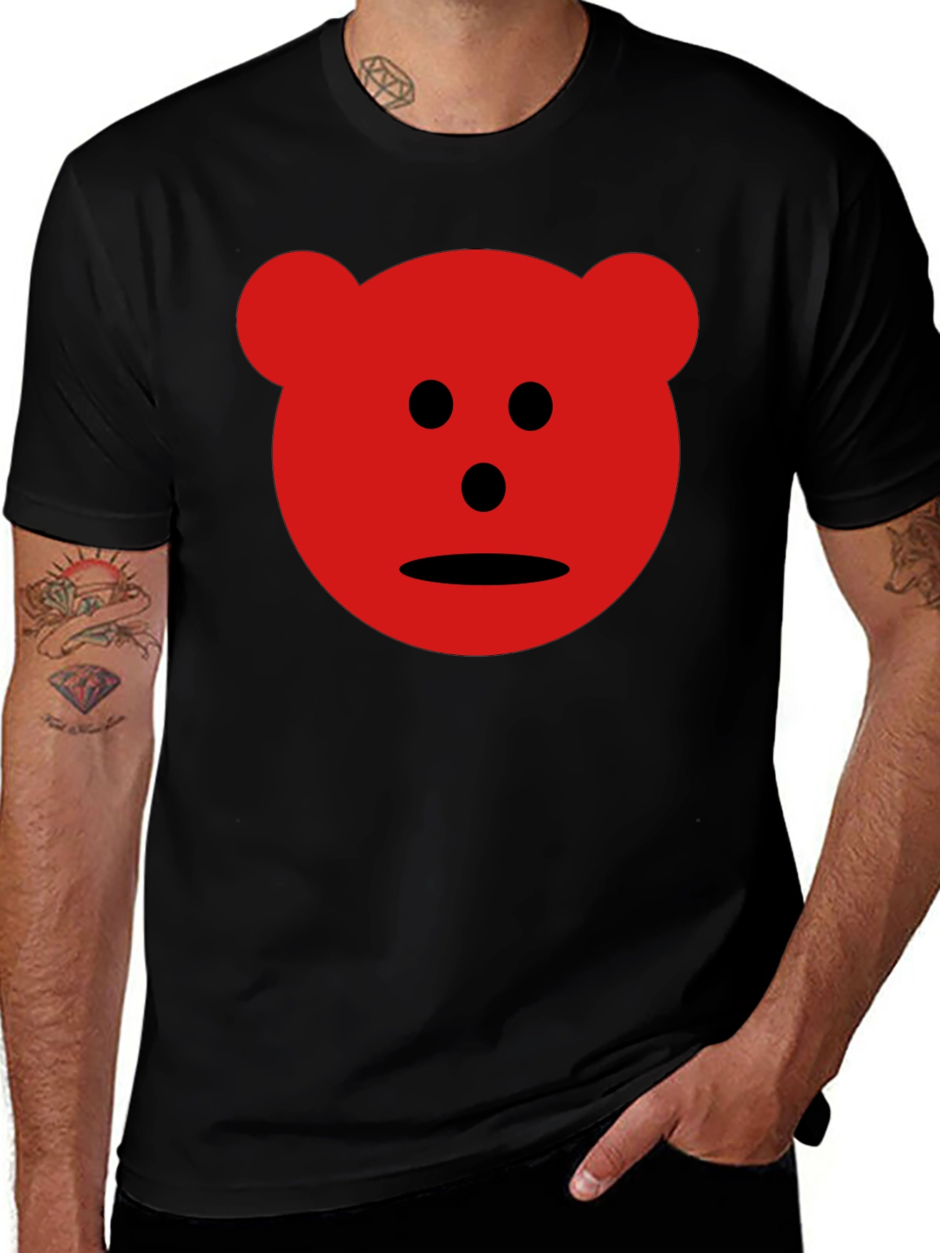 Red Bear Graphic Black T-Shirt