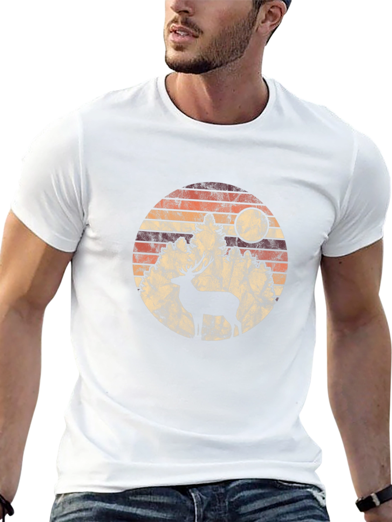 Retro Deer Silhouette Graphic Tee