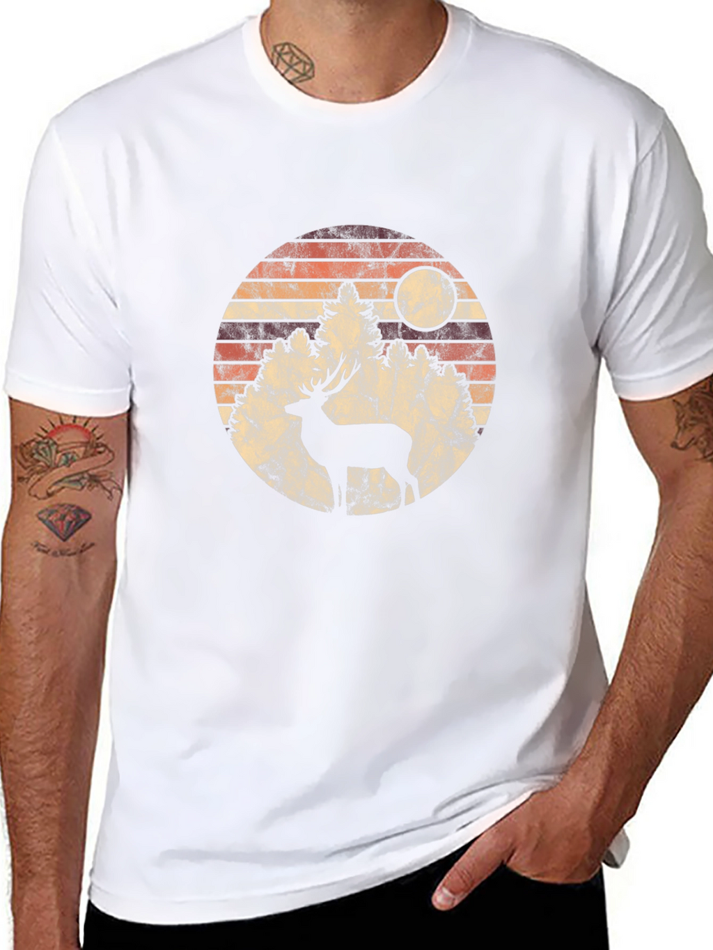Retro Deer Silhouette Graphic Tee