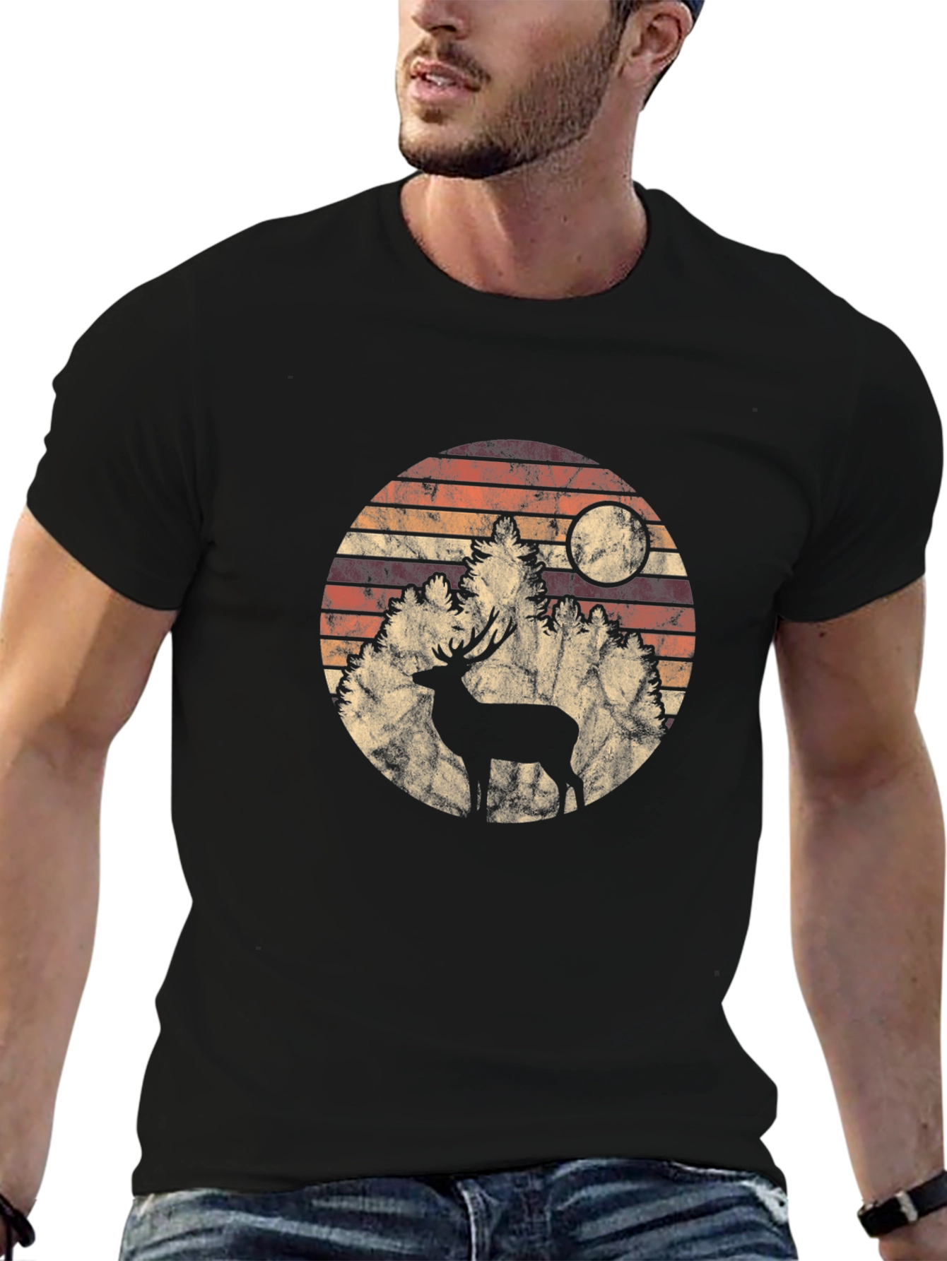 Retro Deer Silhouette Graphic Tee