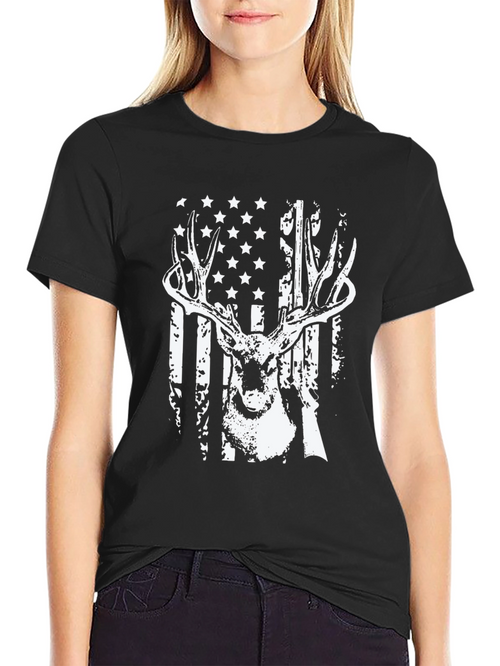 American Flag Deer Hunting T-Shirt