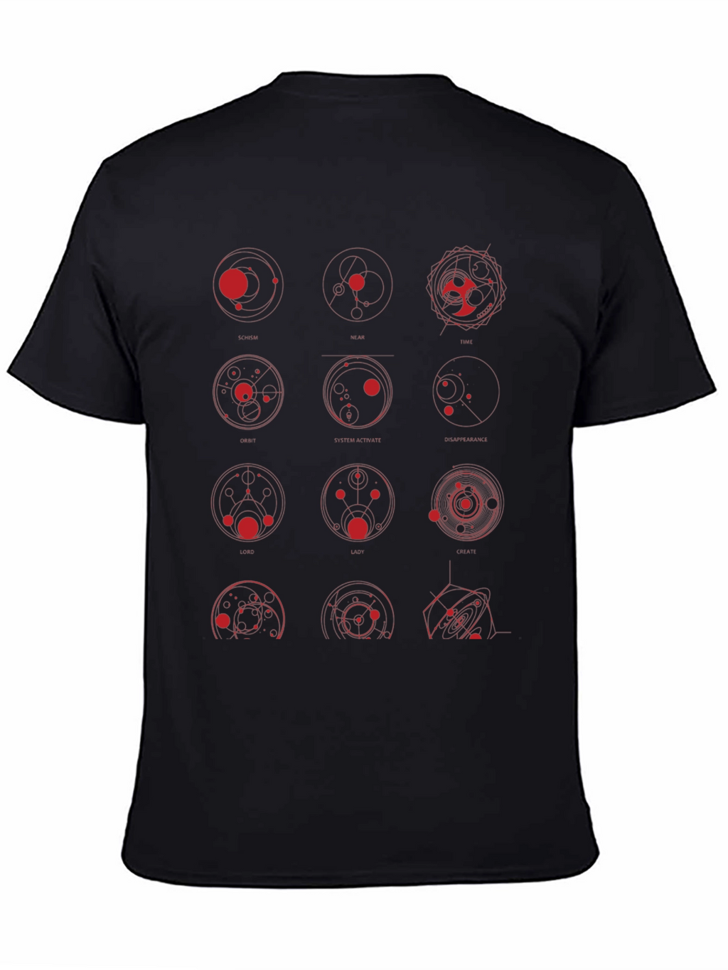 Geometric Circle Print Black Graphic Tee