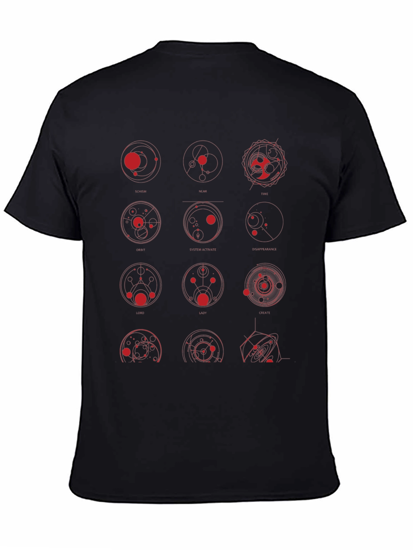 Geometric Circle Print Black Graphic Tee