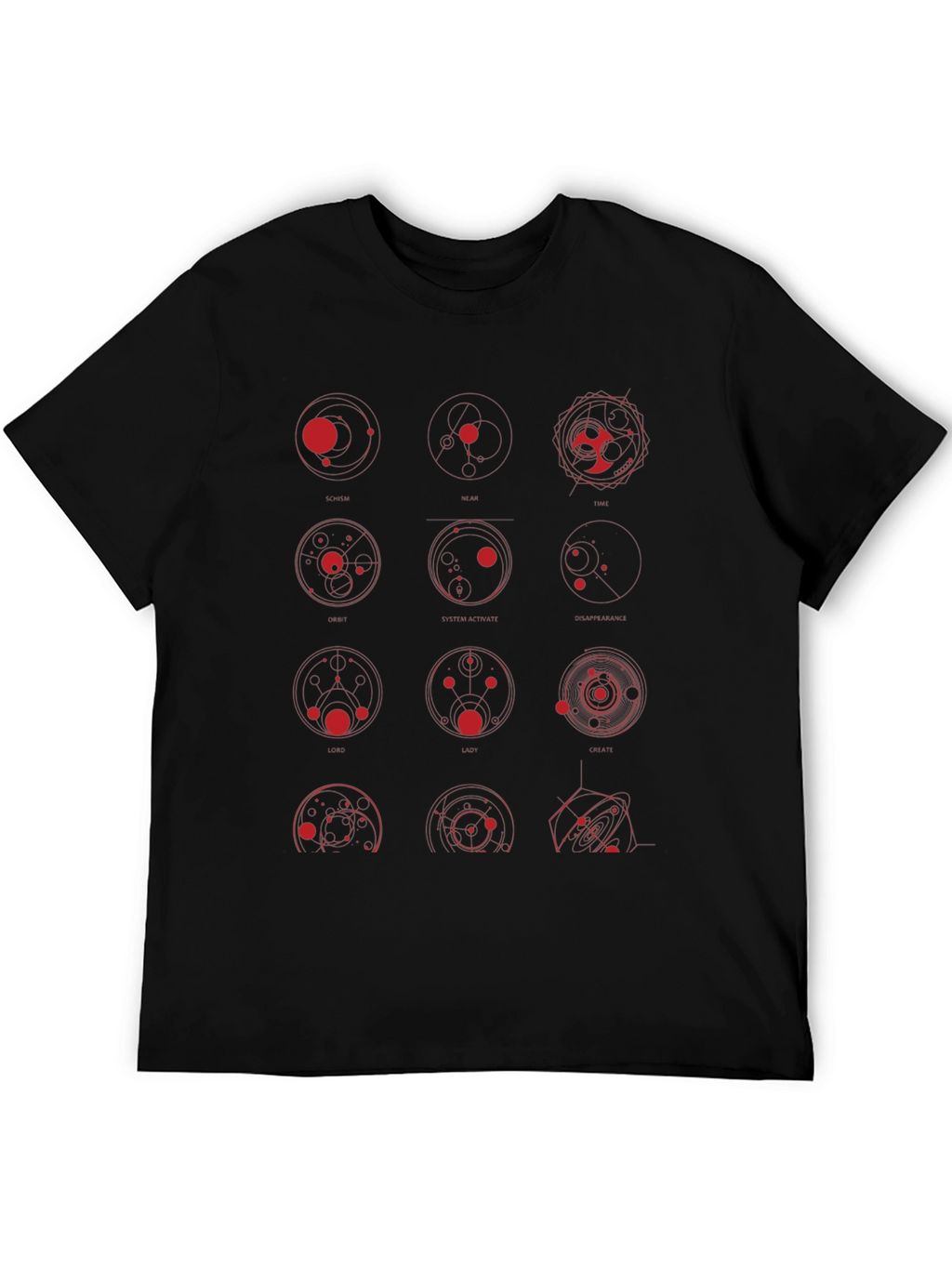 Geometric Circle Print Black Graphic Tee