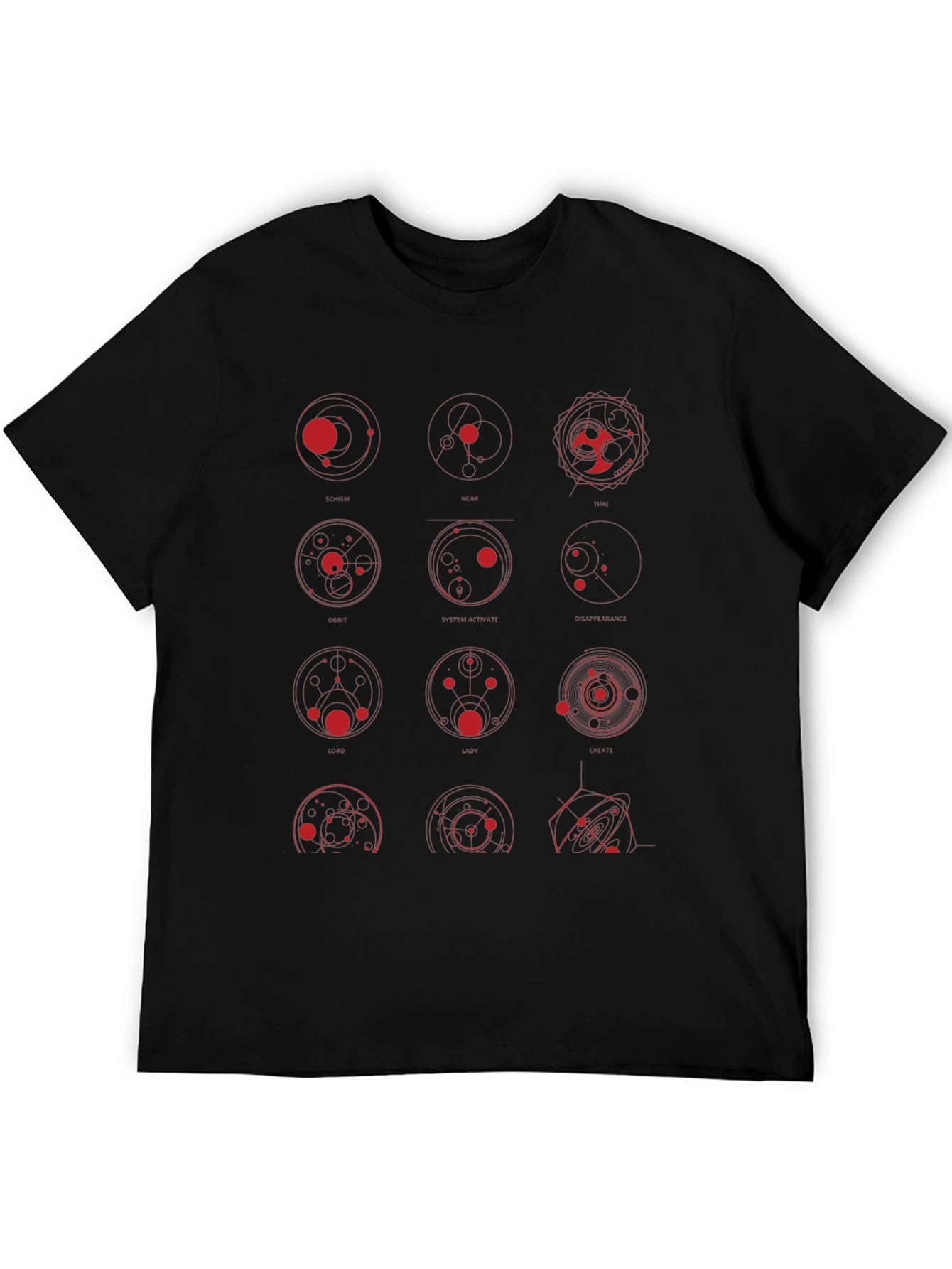 Geometric Circle Print Black Graphic Tee