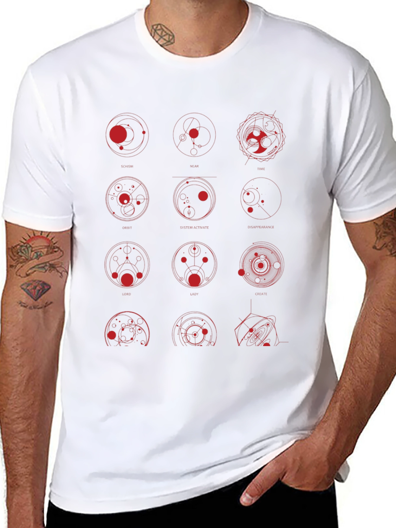Geometric Circle Print Black Graphic Tee