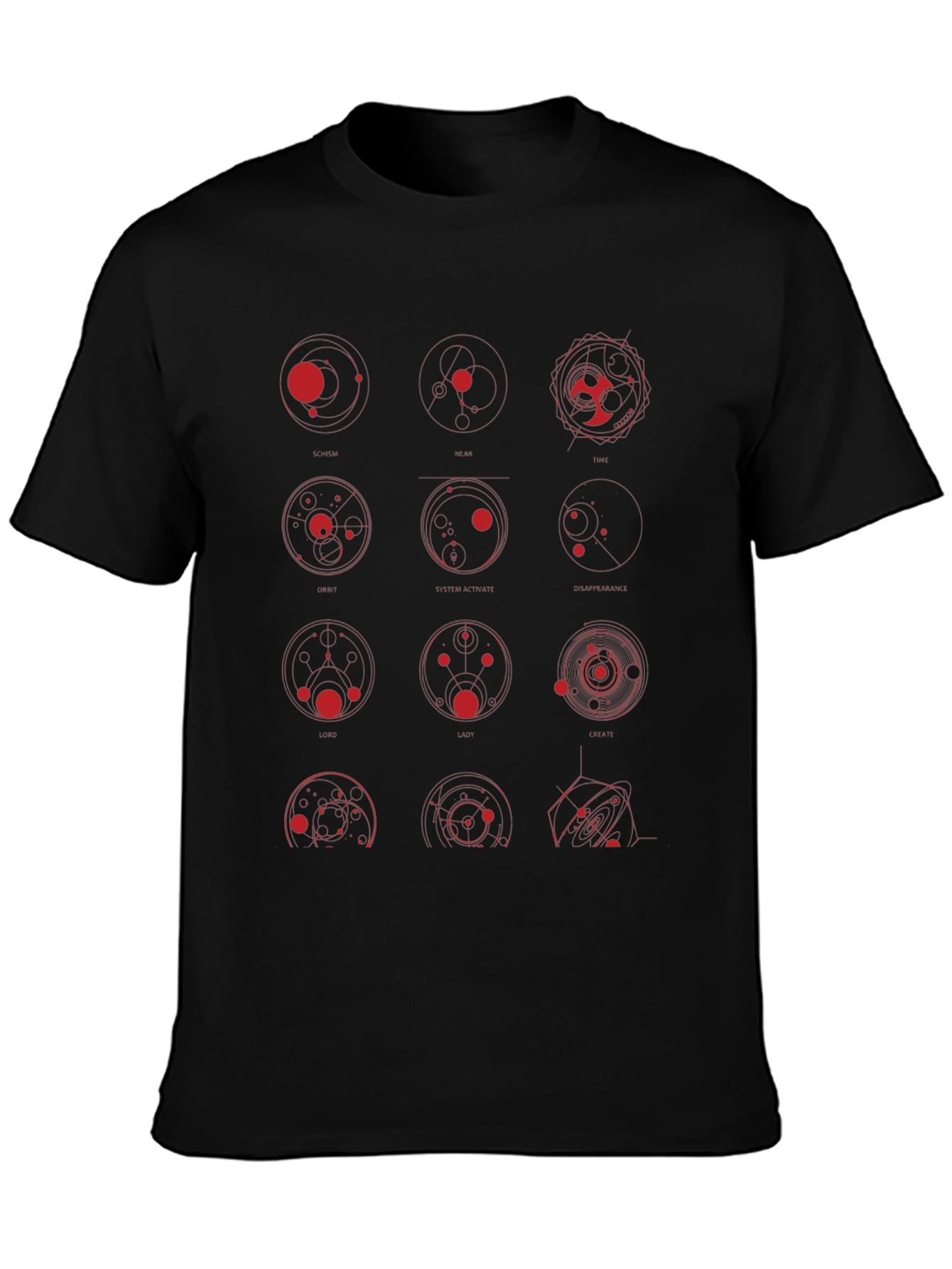 Geometric Circle Print Black Graphic Tee