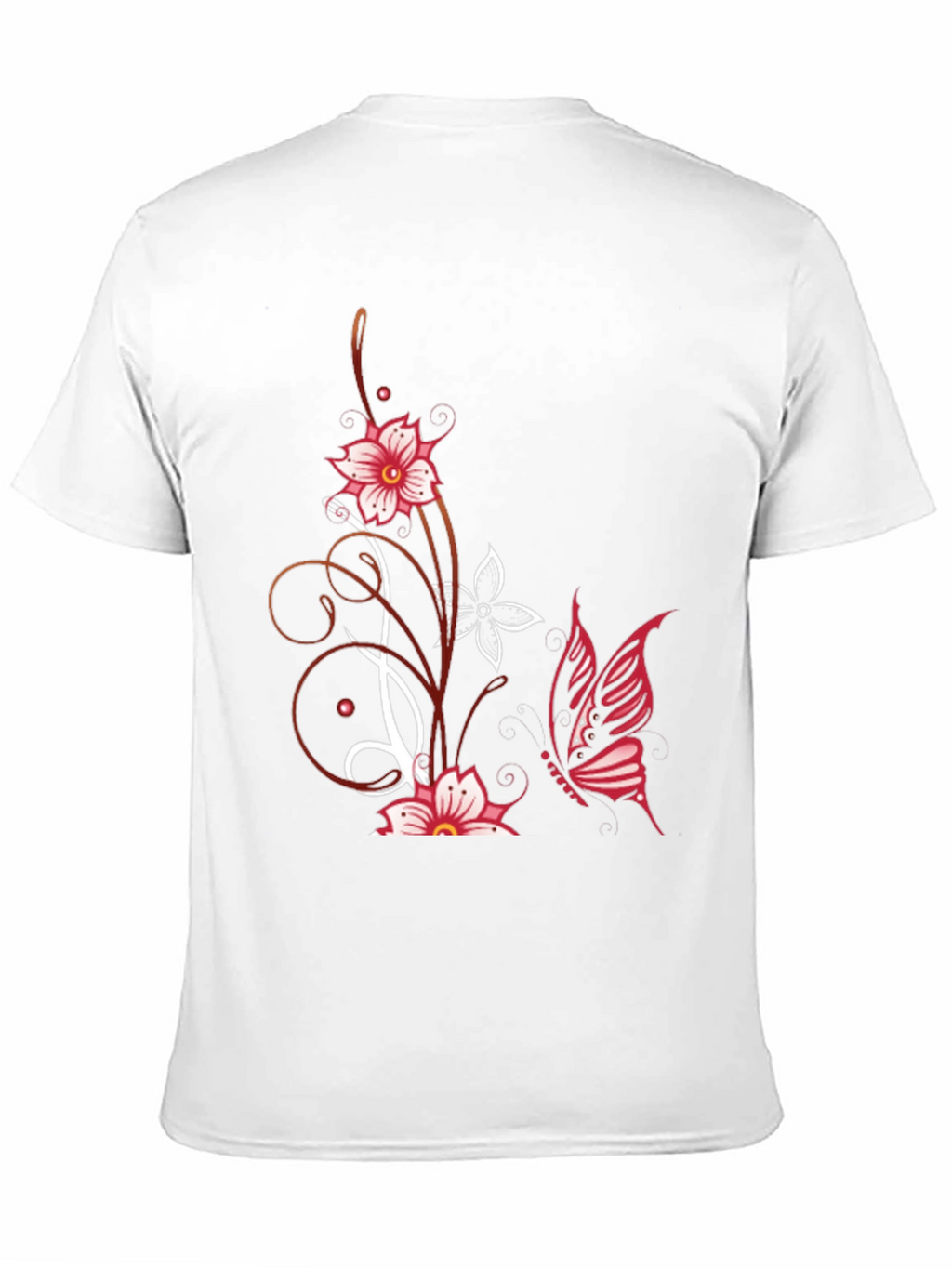 Floral Butterfly Graphic Tee - Black Cotton Blend