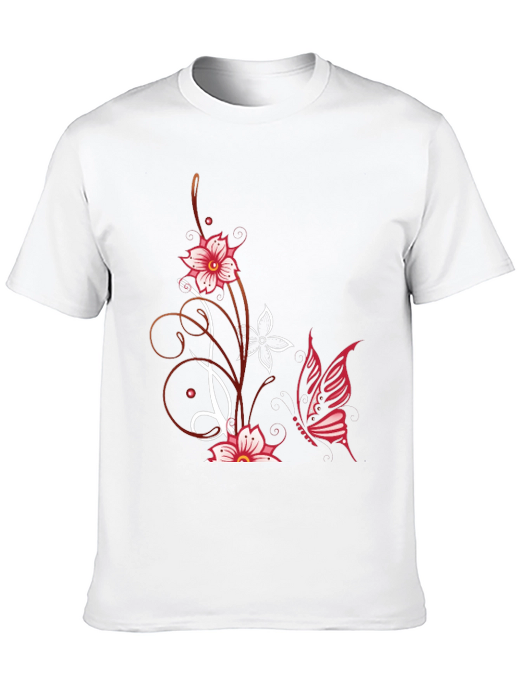 Floral Butterfly Graphic Tee - Black Cotton Blend