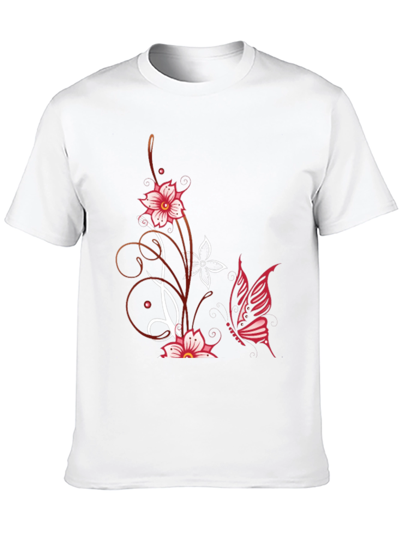 Floral Butterfly Graphic Tee - Black Cotton Blend