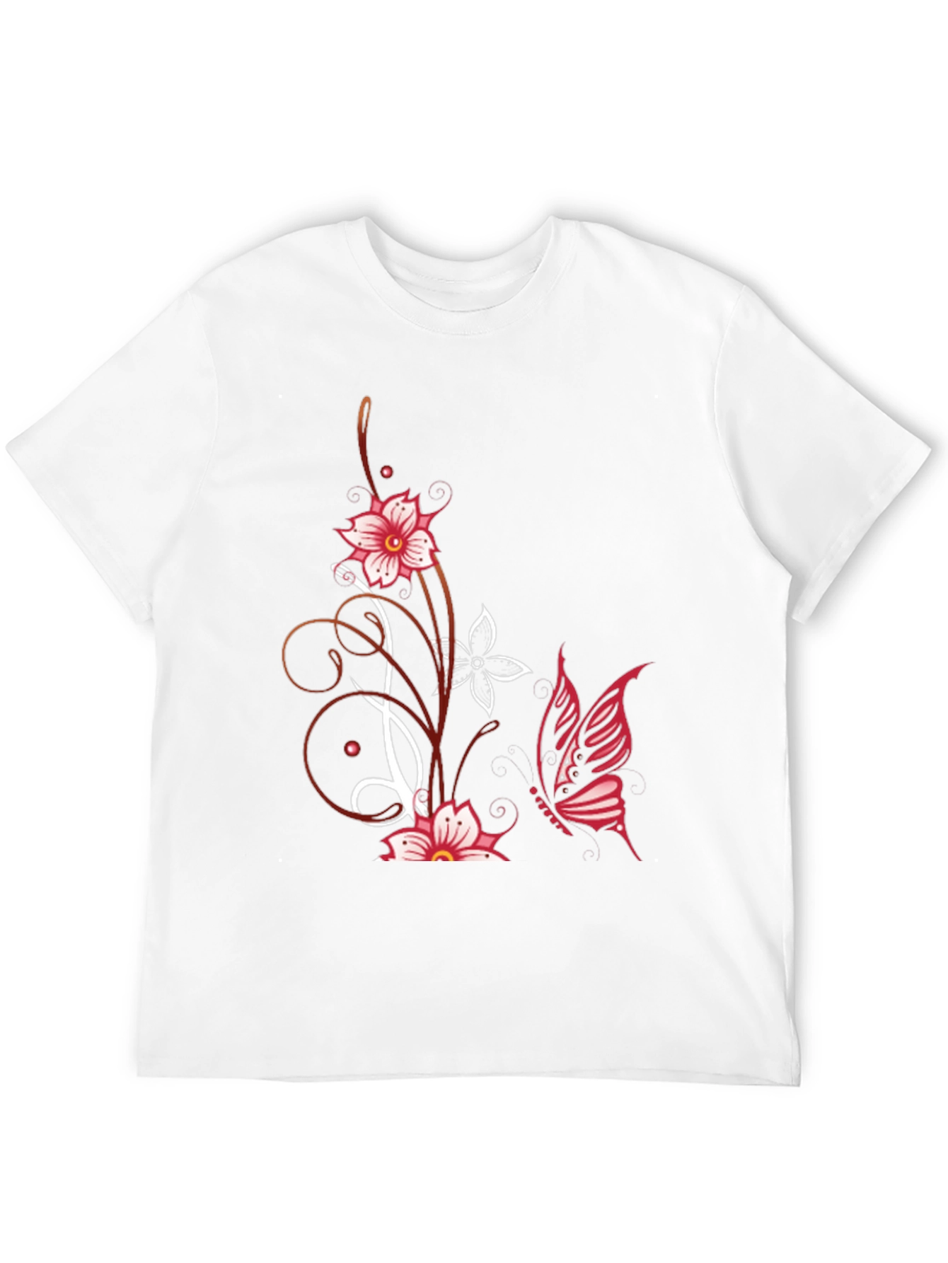 Floral Butterfly Graphic Tee - Black Cotton Blend