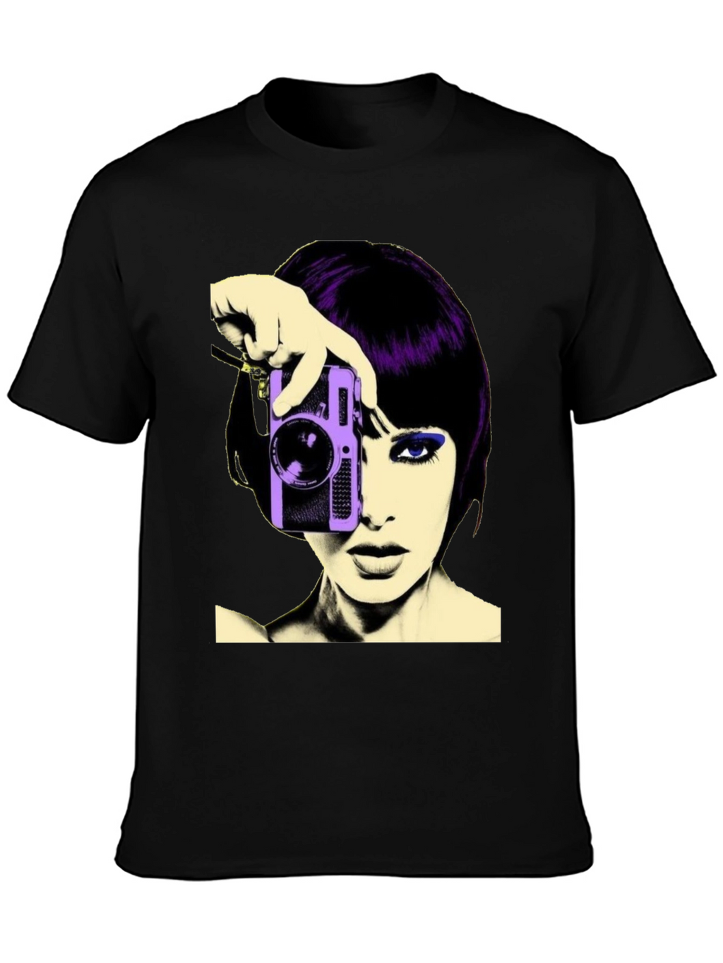 Retro Woman Camera T-Shirt - Black