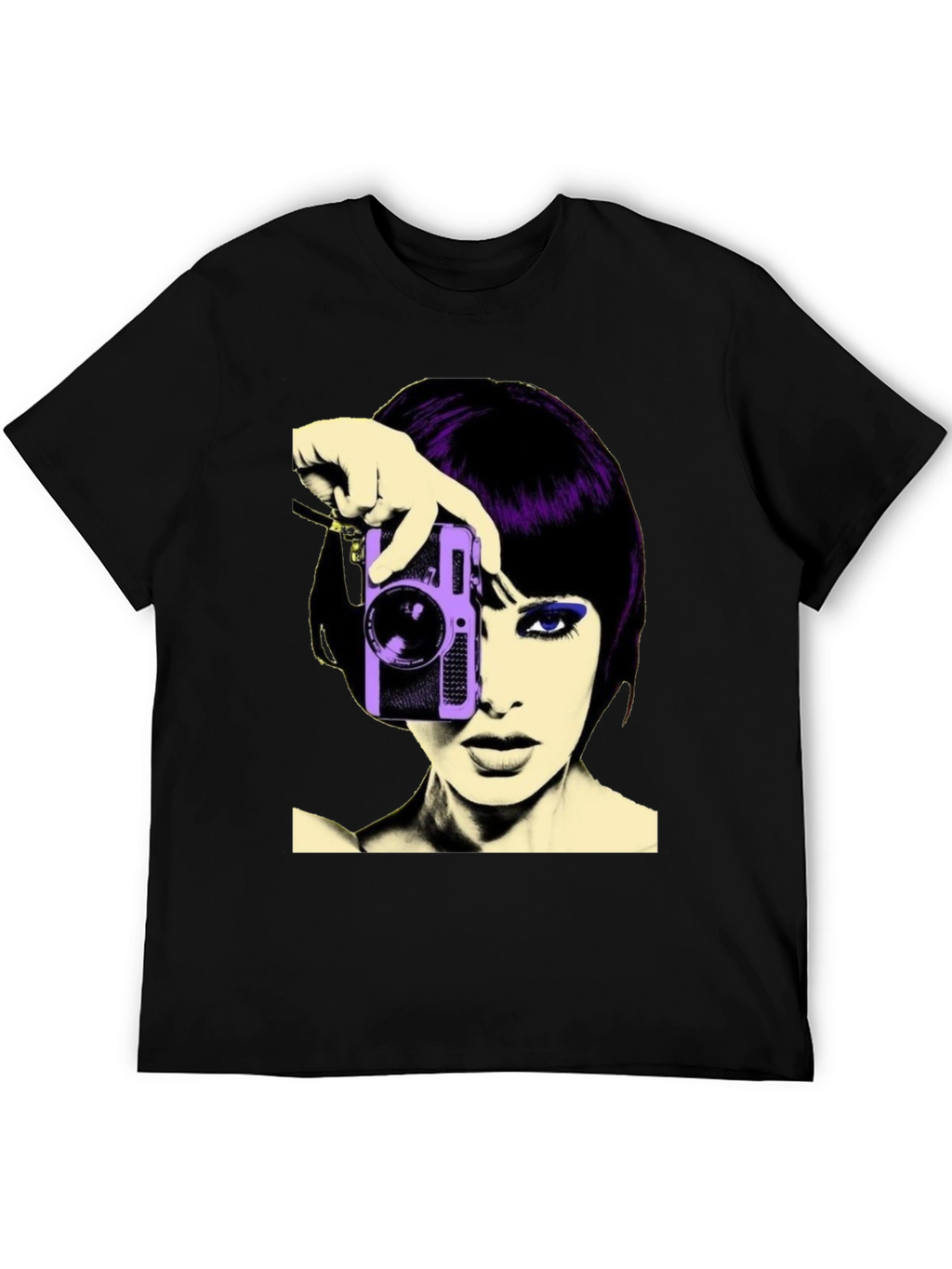 Retro Woman Camera T-Shirt - Black