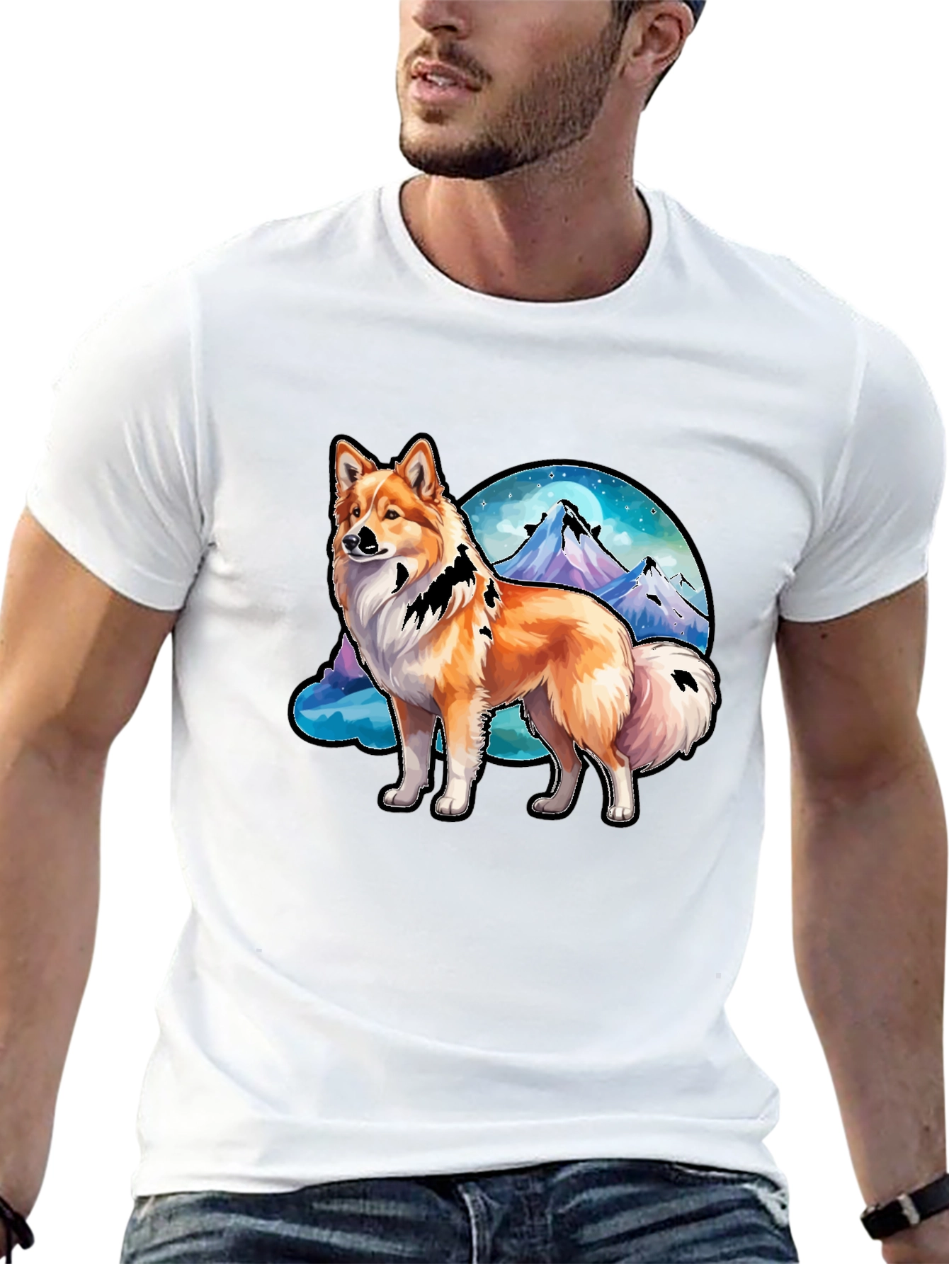 Dog & Mountain Graphic Tee - Nature Lovers Shirt