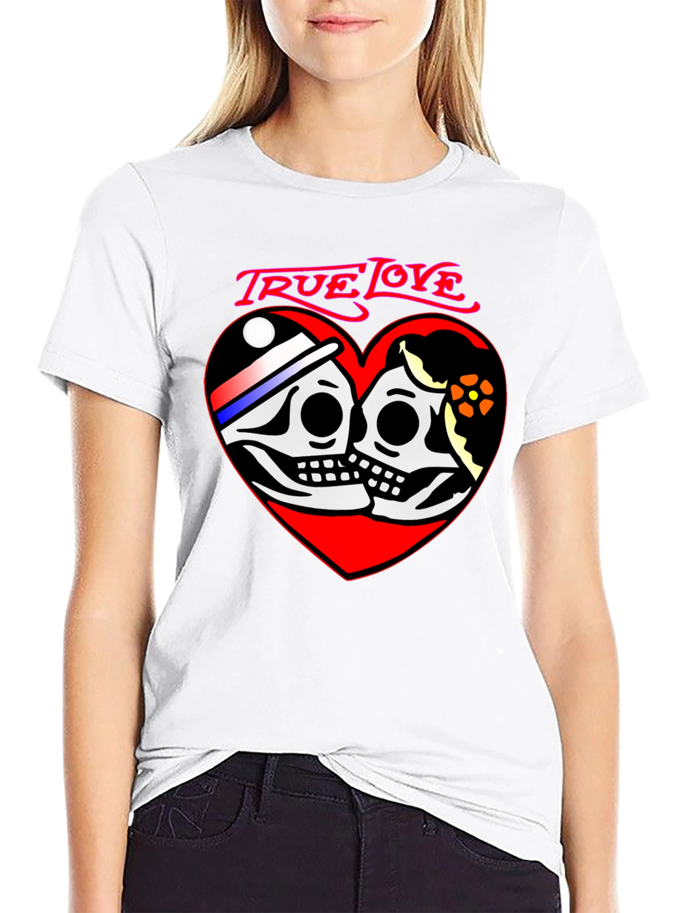 True Love Skeleton Heart Graphic T-Shirt