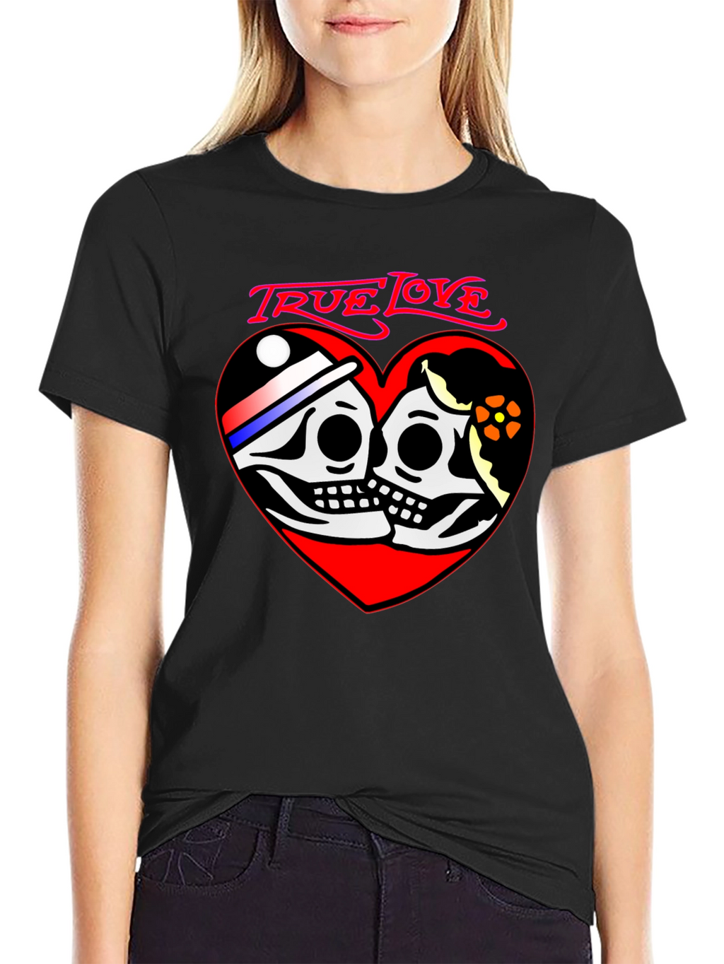 True Love Skeleton Heart Graphic T-Shirt