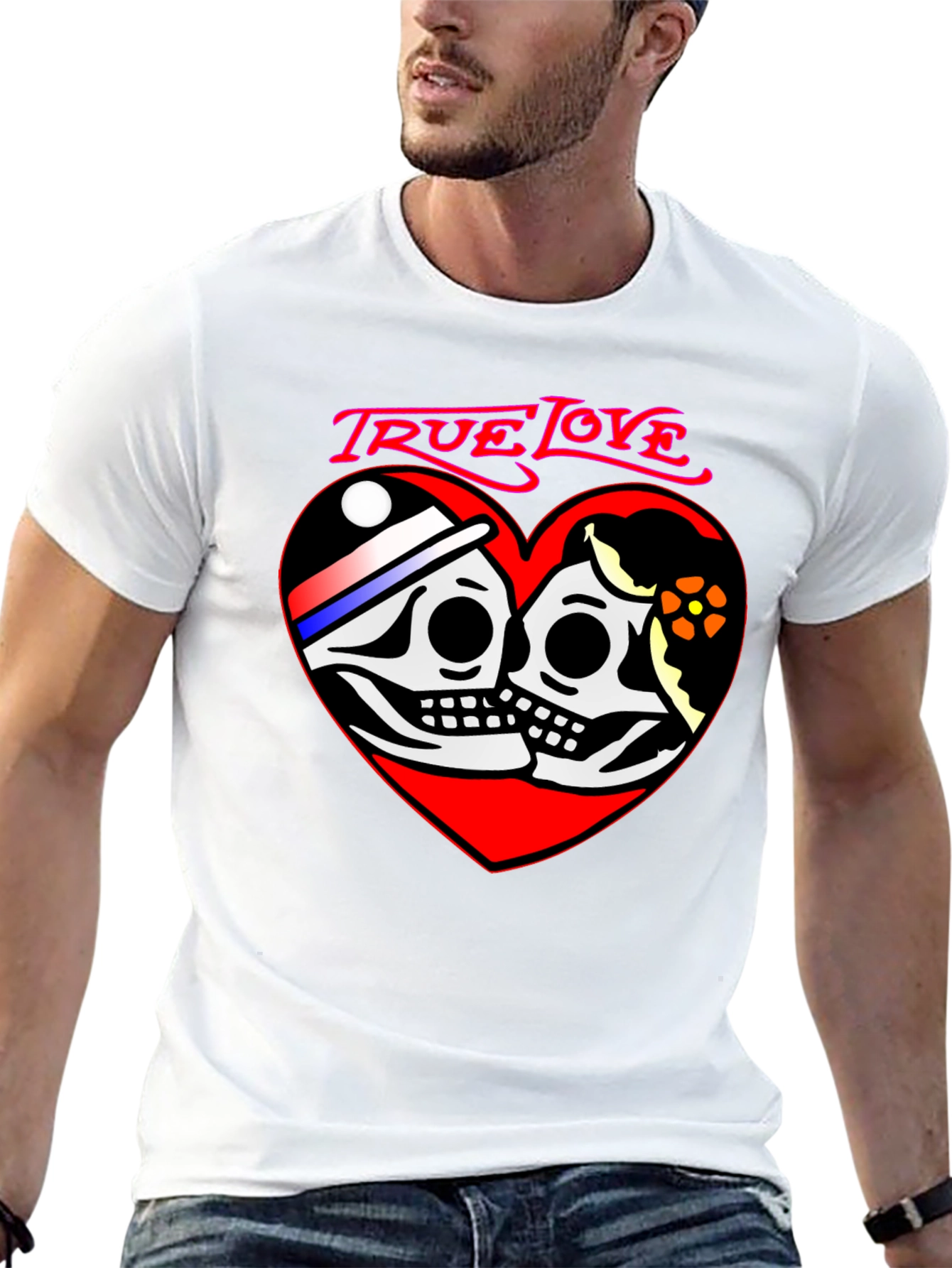 True Love Skeleton Heart Graphic T-Shirt