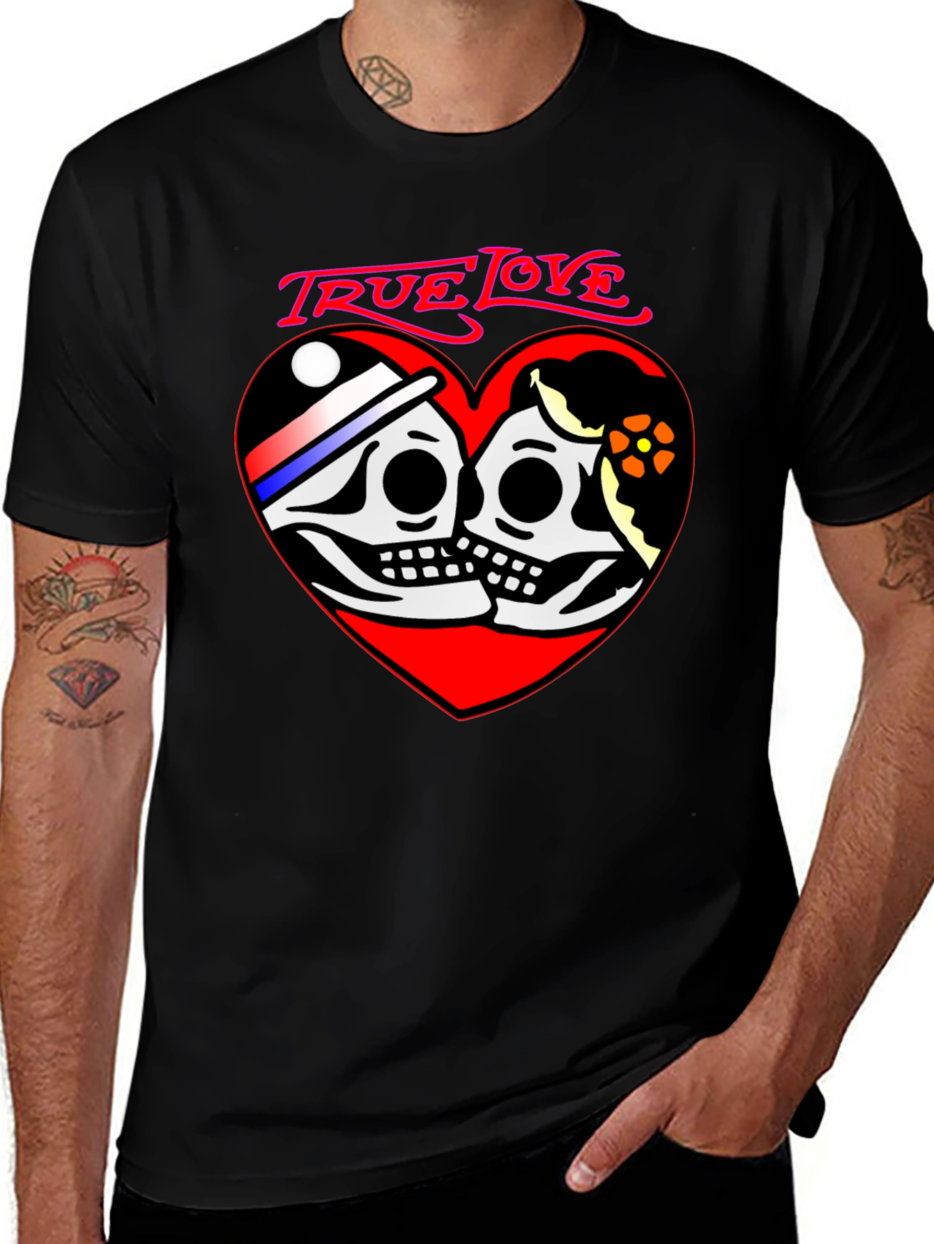 True Love Skeleton Heart Graphic T-Shirt