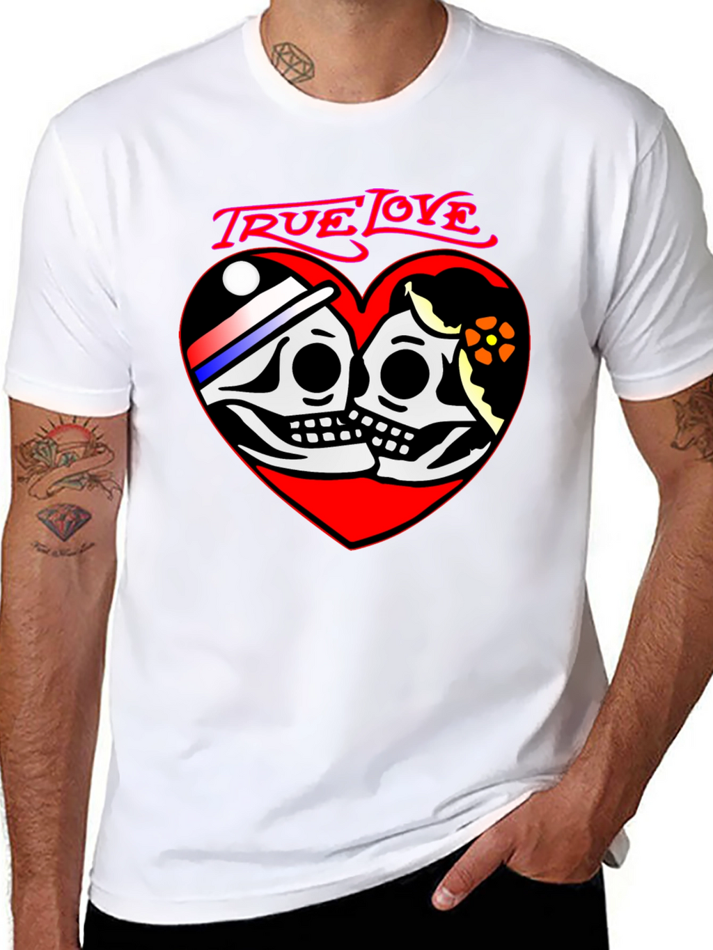 True Love Skeleton Heart Graphic T-Shirt