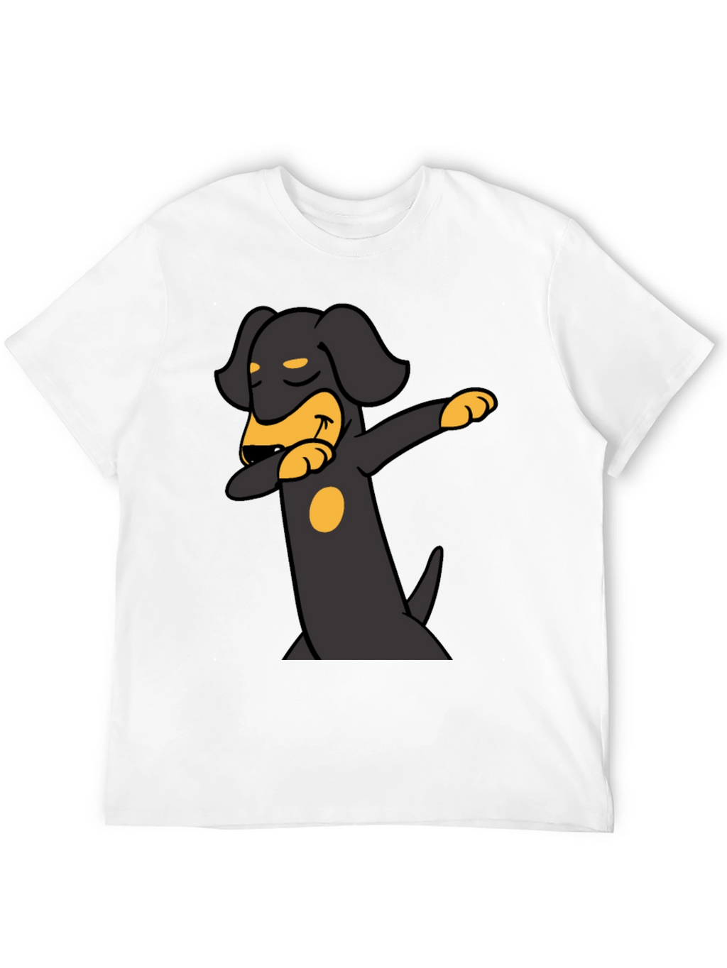 Dachshund Dabbing Graphic Tee - Black Cotton Blend