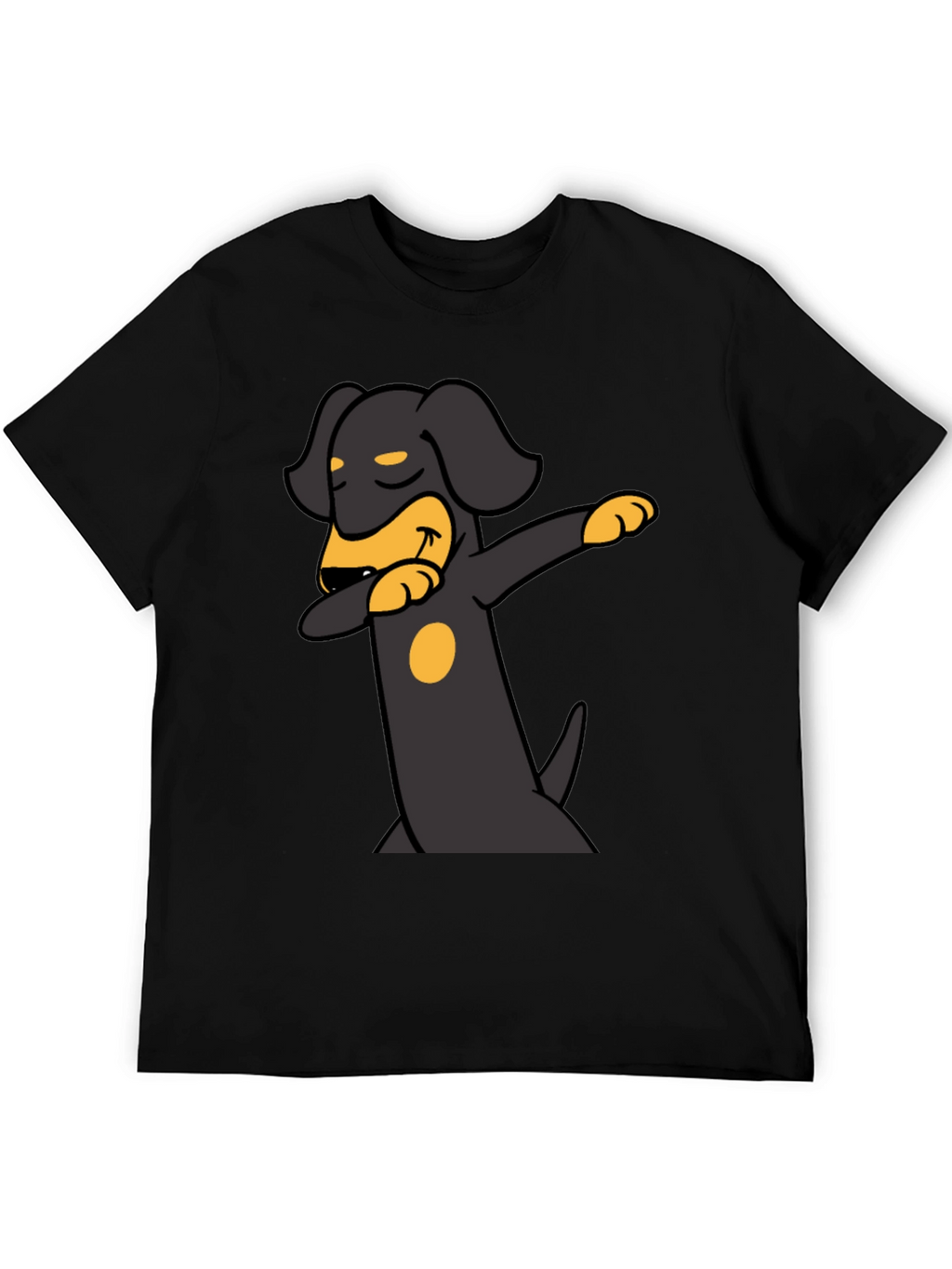 Dachshund Dabbing Graphic Tee - Black Cotton Blend