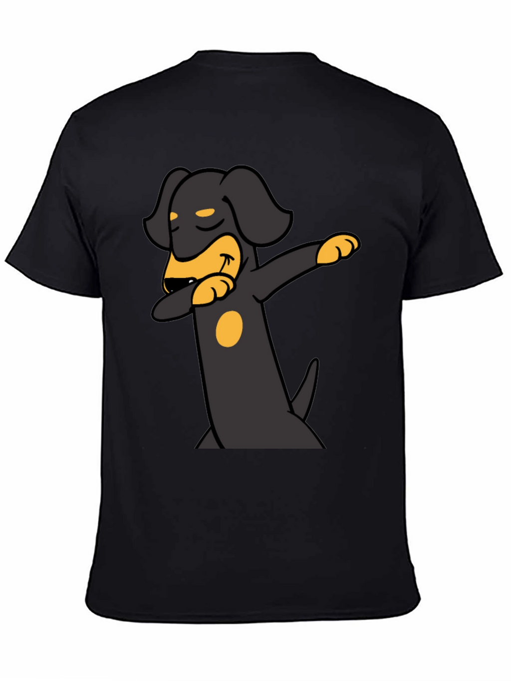 Dachshund Dabbing Graphic Tee - Black Cotton Blend