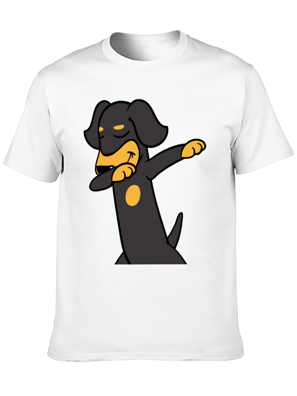 Dachshund Dabbing Graphic Tee - Black Cotton Blend