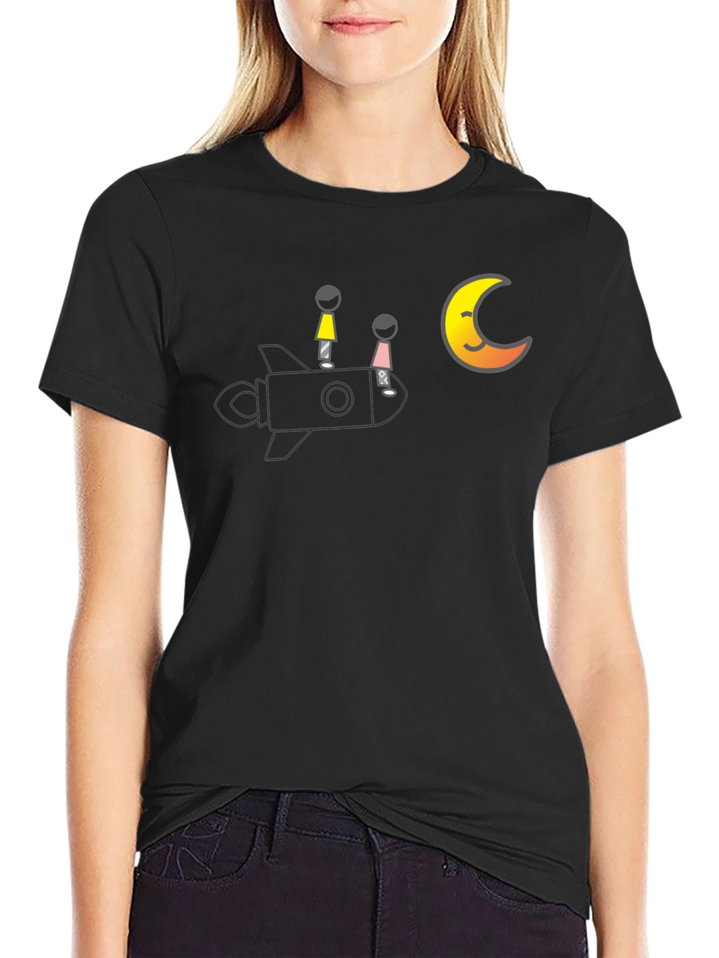 Rocket to the Moon T-Shirt - Black