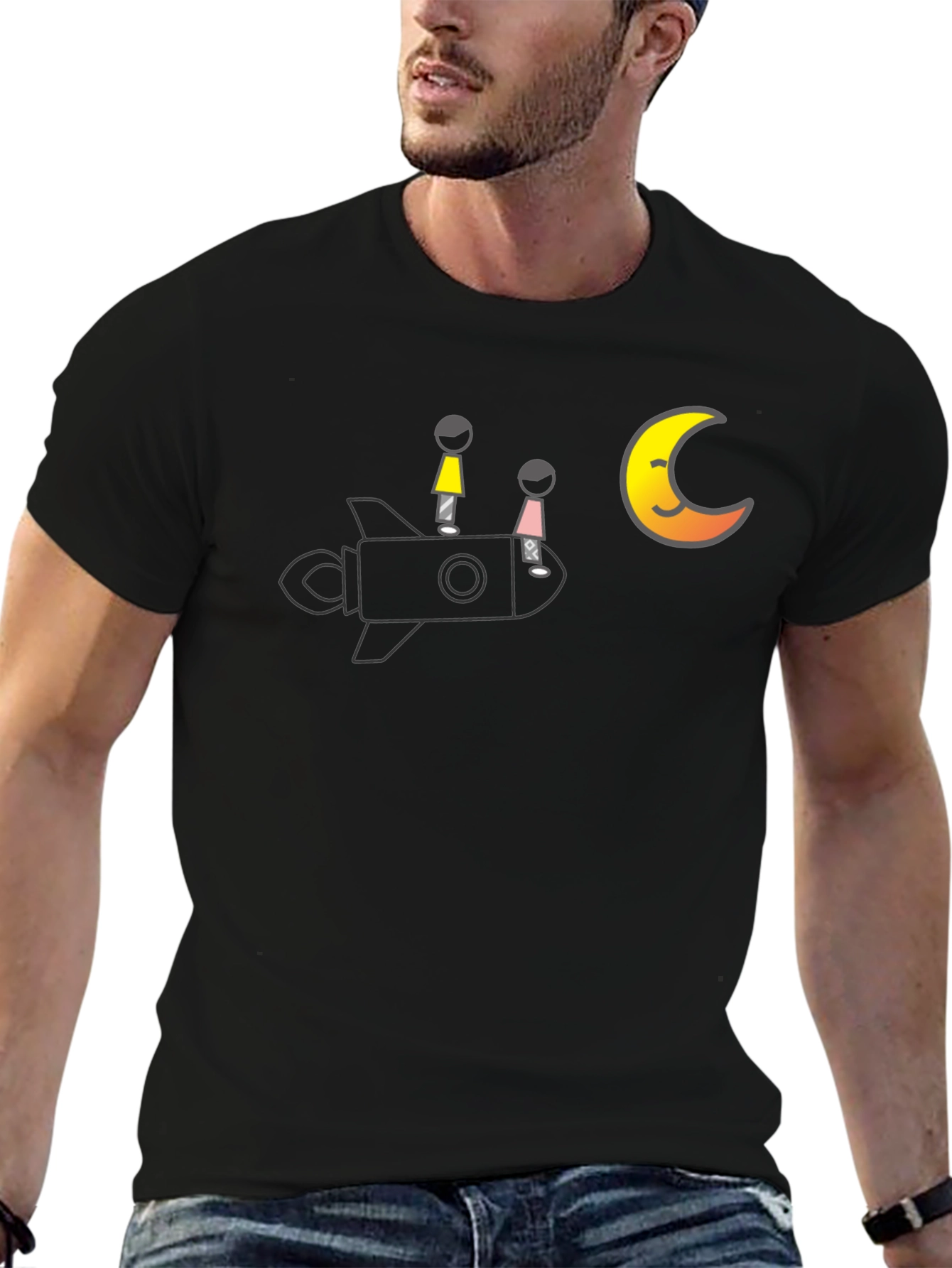 Rocket to the Moon T-Shirt - Black