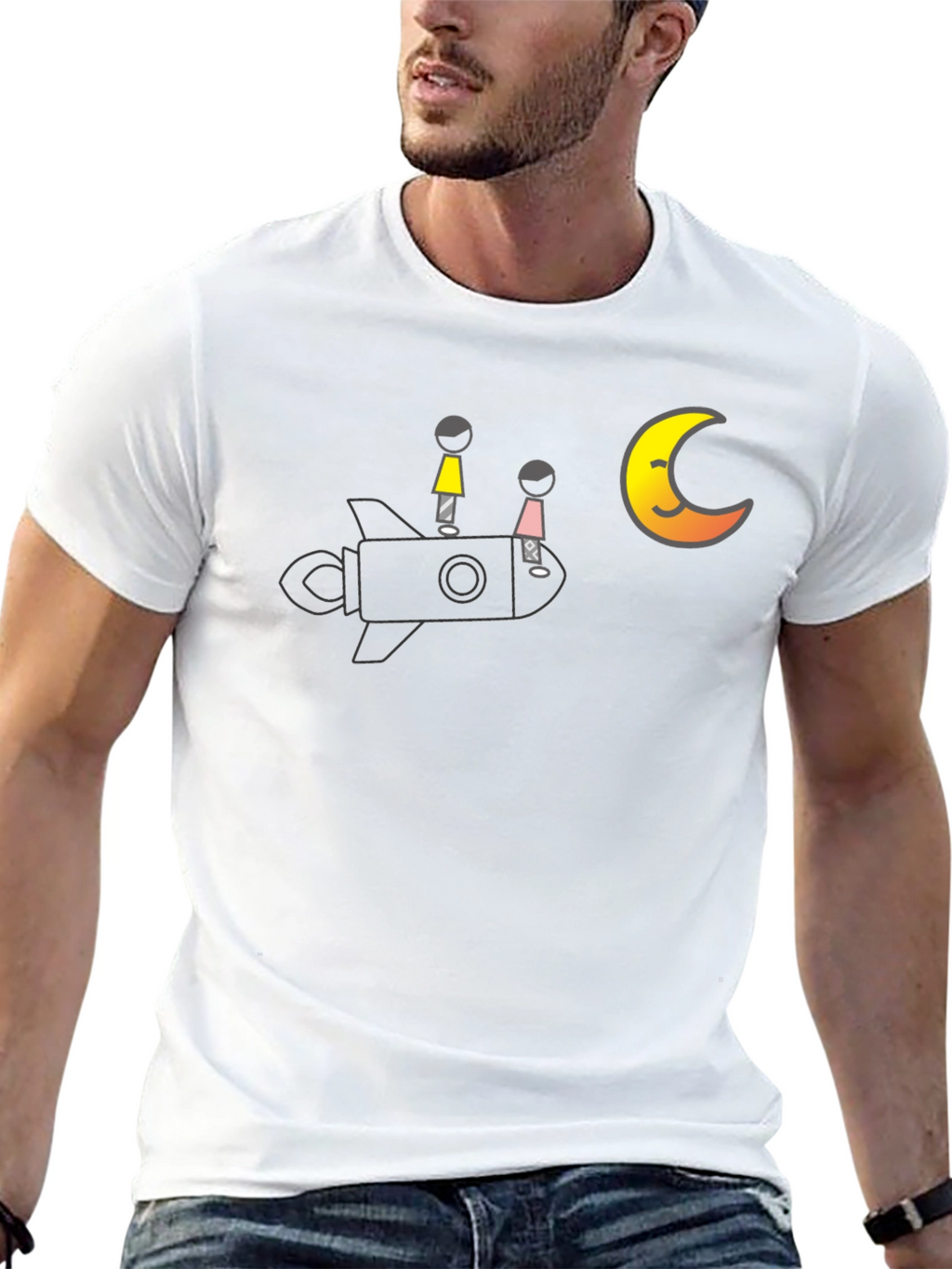 Rocket to the Moon T-Shirt - Black
