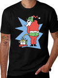 Grinch Peeing on Gifts Graphic T-Shirt Funny Christmas