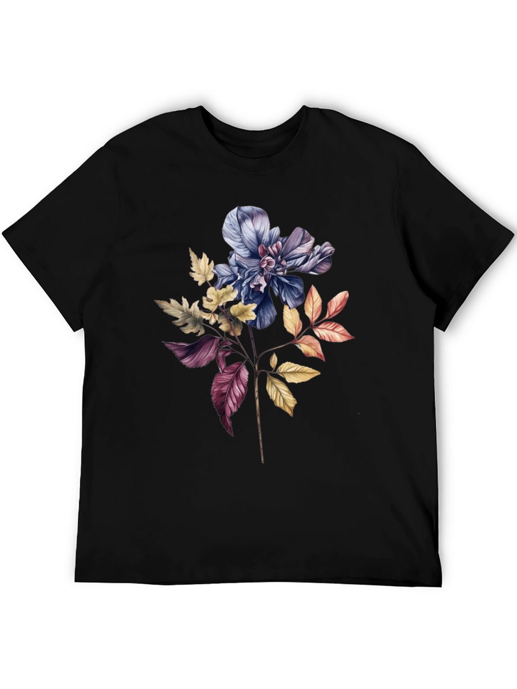 Floral Print Black T-Shirt - Botanical Fashion