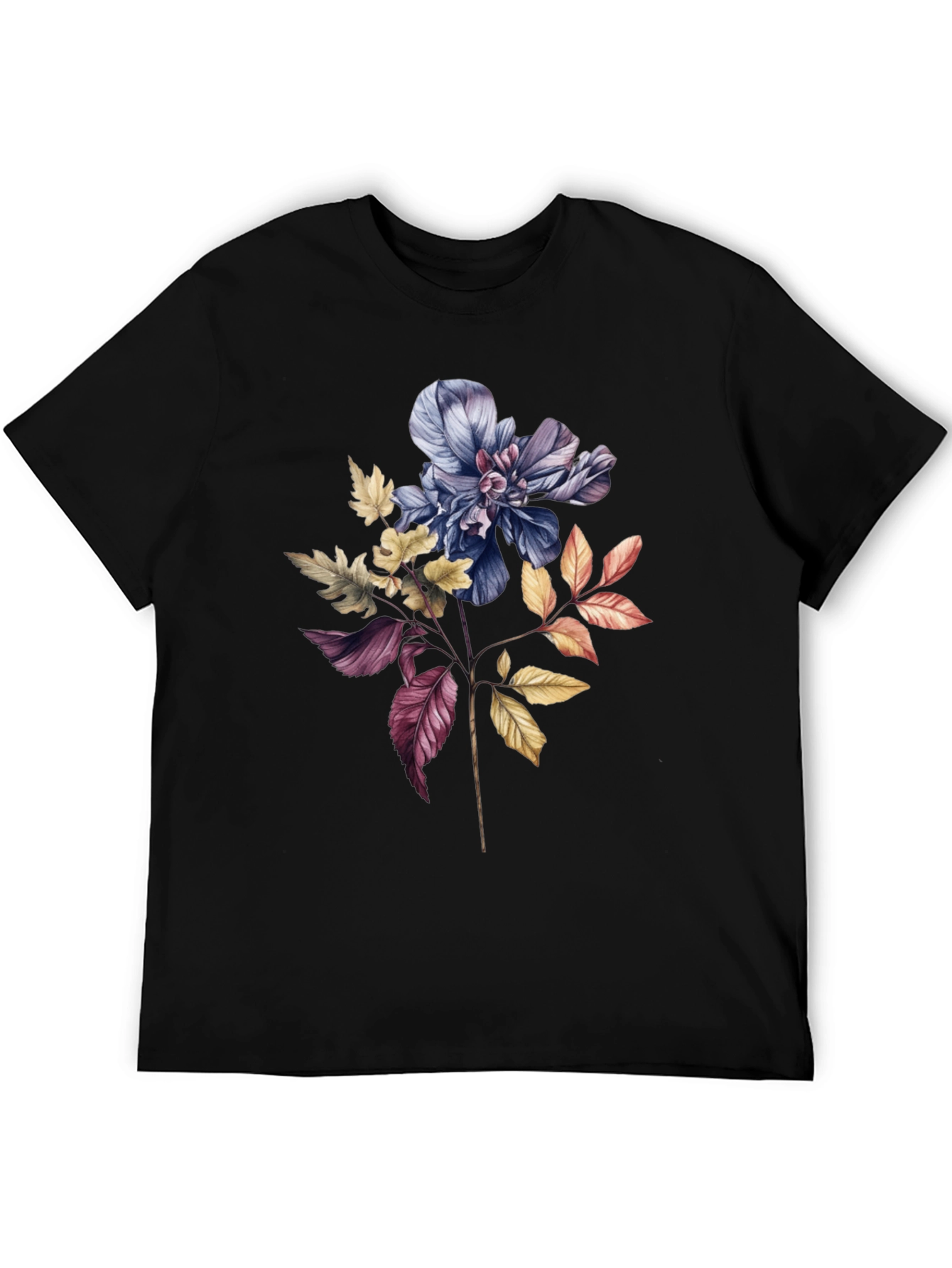 Floral Print Black T-Shirt - Botanical Fashion