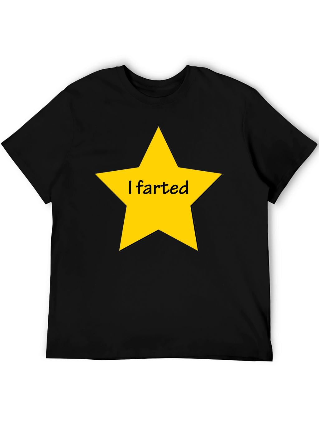 Humorous I Farted Star Graphic Black T-Shirt
