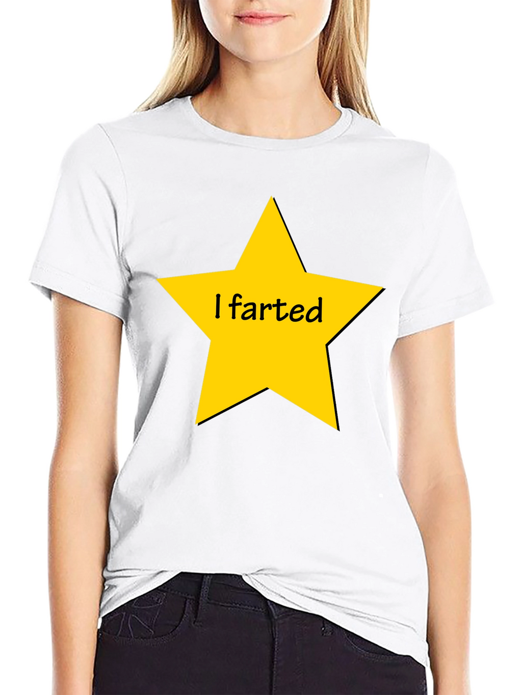Humorous I Farted Star Graphic Black T-Shirt