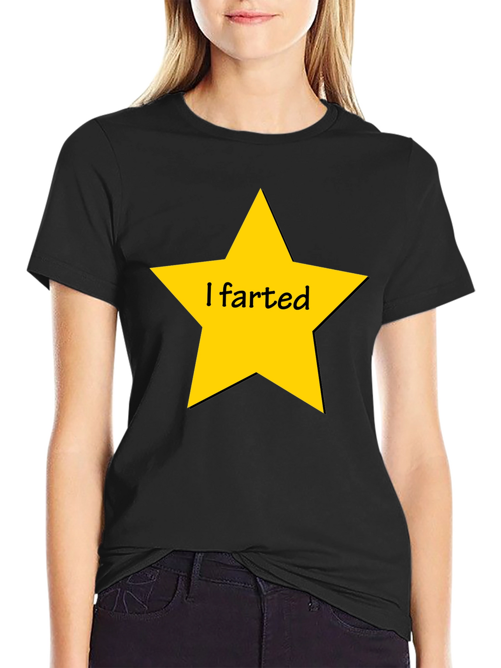 Humorous I Farted Star Graphic Black T-Shirt