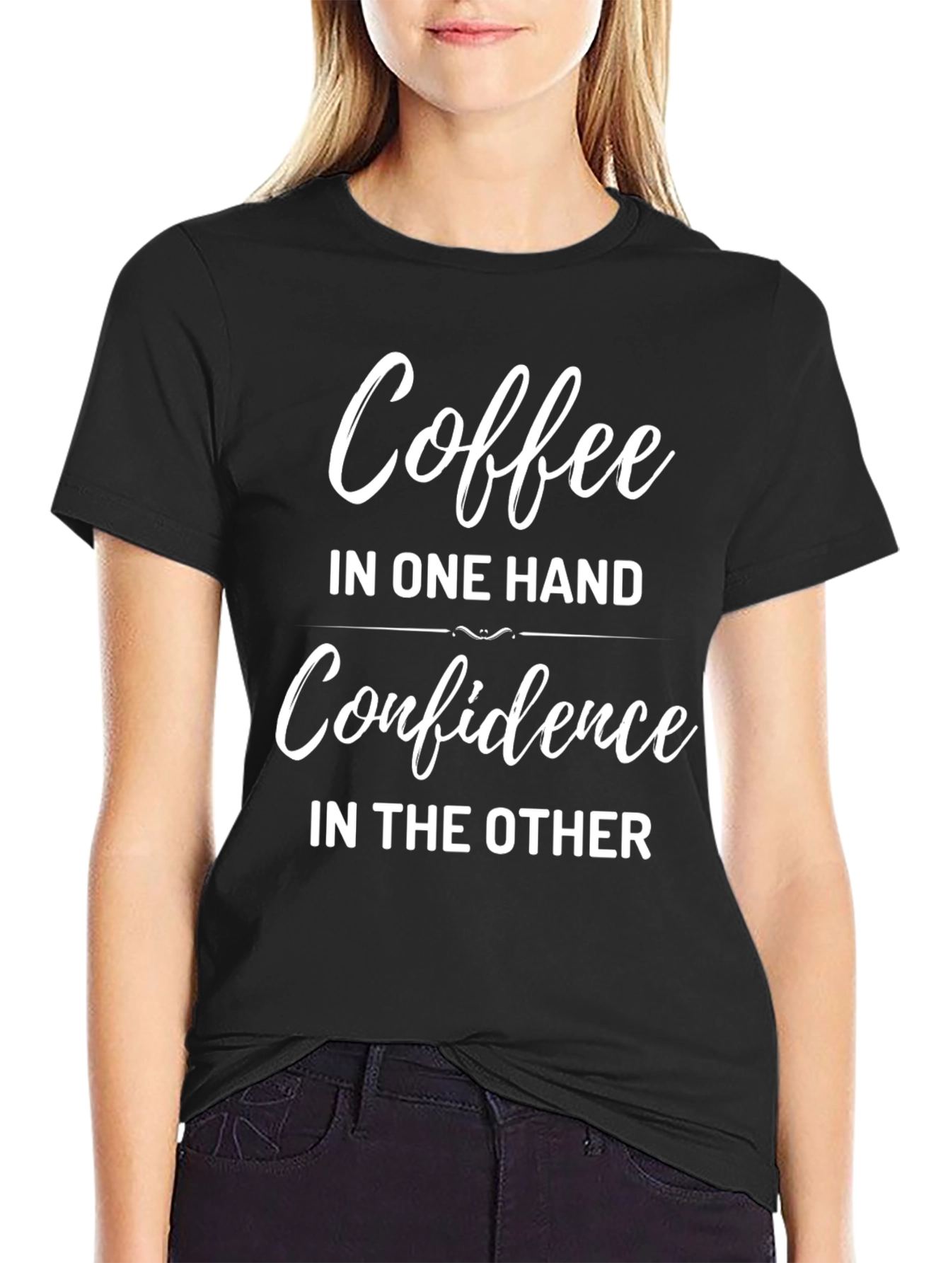 Coffee & Confidence Graphic Tee - Trendy Unisex Shirt