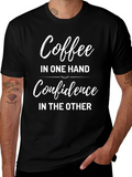Coffee & Confidence Graphic Tee - Trendy Unisex Shirt