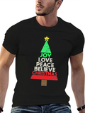 Joy Love Peace Christmas Tree Holiday Graphic Tee