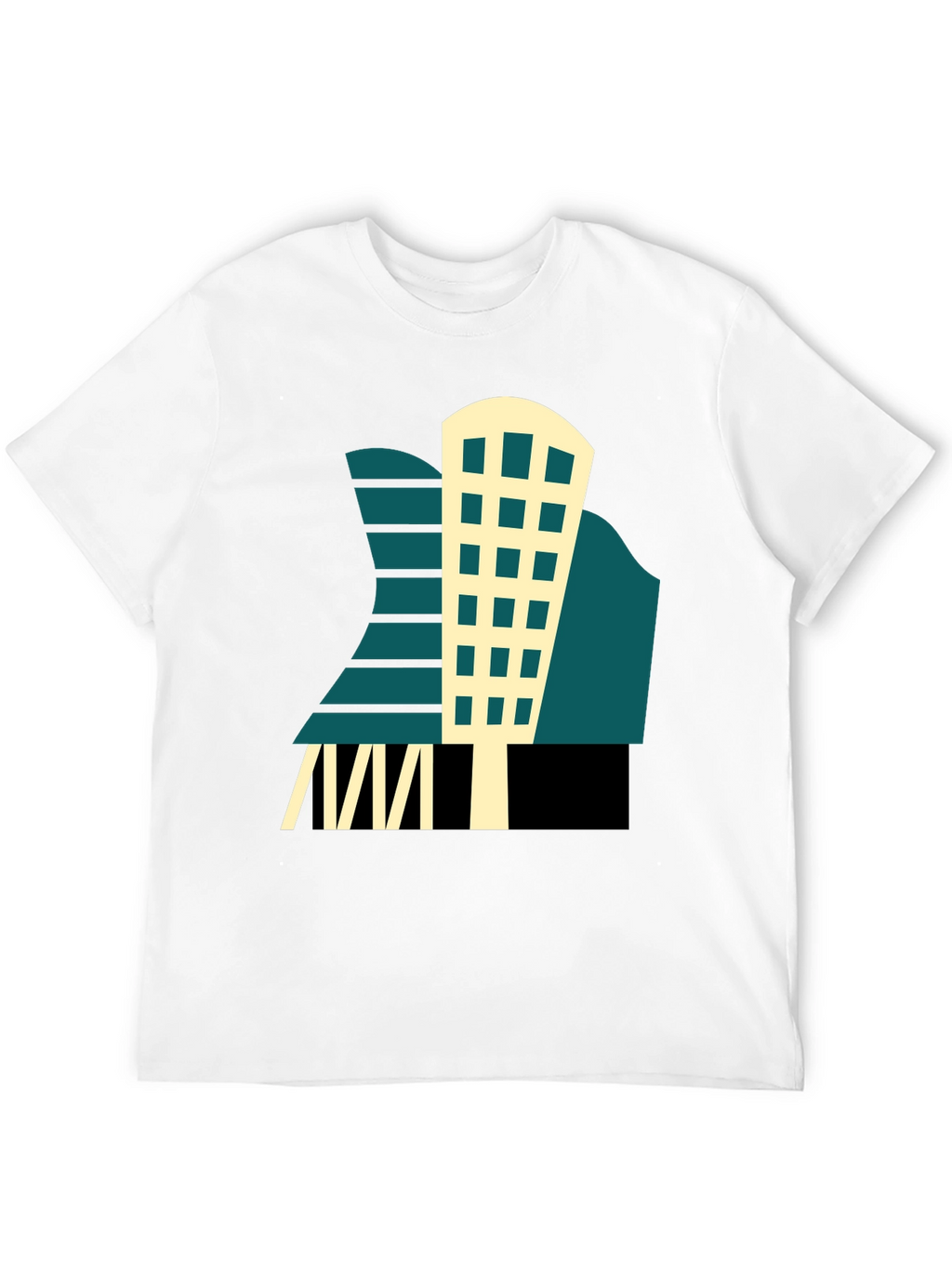 Geometric Building T-Shirt - Modern Graphic Tee