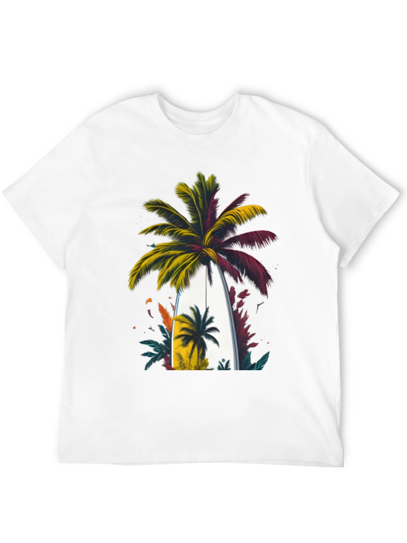 Tropical Palm Surfboard Graphic Tee
